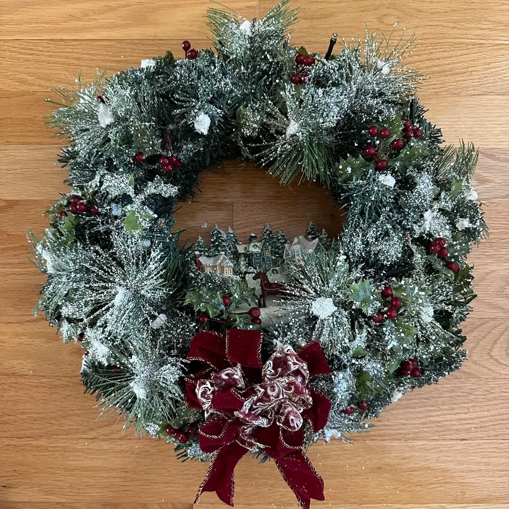 Victorian Themed Christmas Lights and Musical Artificial Wreath